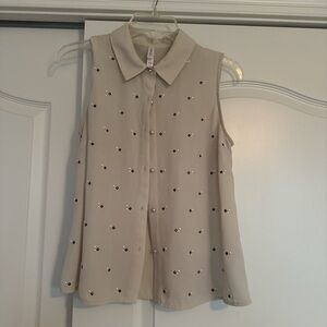 Sleeveless Beige Top with Stud Accents